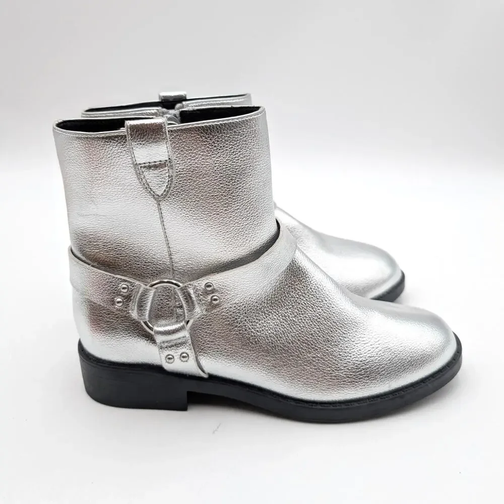 Dolce Vita Minnow Metallic Harness Bootie Side Zip Girls Silver Size US5